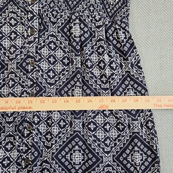 Kate and Sam Midi Dress Navy White Button Up Elastic Waist  Size Medium EUC LN - Picture 10 of 16
